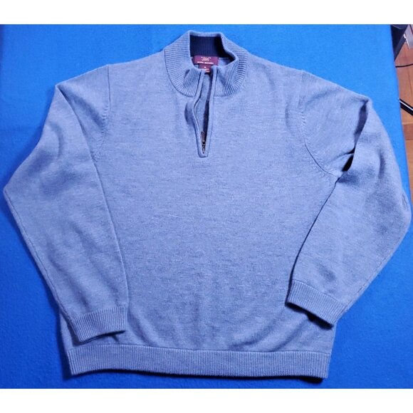 Brooks Brothers "346" Sweater Men's Size XL Blue Knit 100% Merino Wool 1/4  Zip - Picture 1 of 13